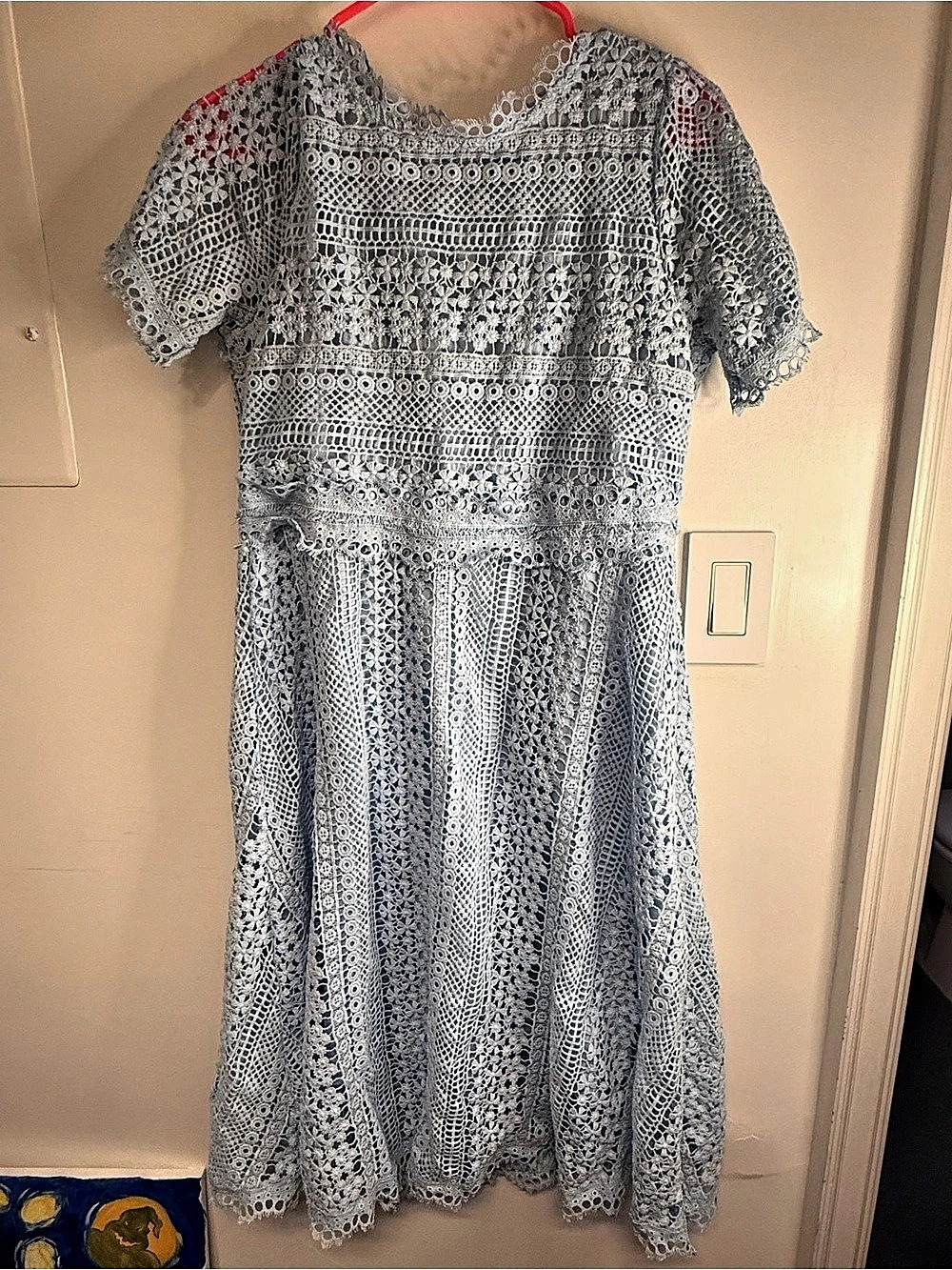 Blue & White Lace Midi Dress Like New